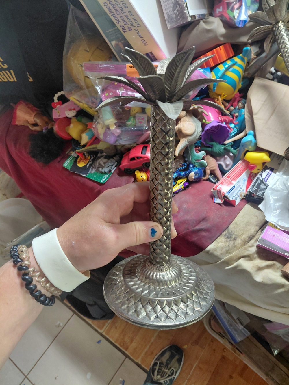 Vintage Studio Silversmith Tropical Palm Tree Taper Candle Holders, 11” Height